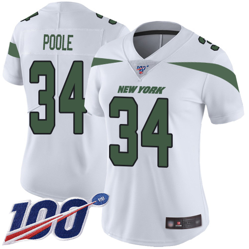 New York Jets Limited White Women Brian Poole Road Jersey NFL Football #34 100th Season Vapor Untouchable